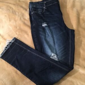 Indigo Rein Dark Blue Distressed Skinny Jeans